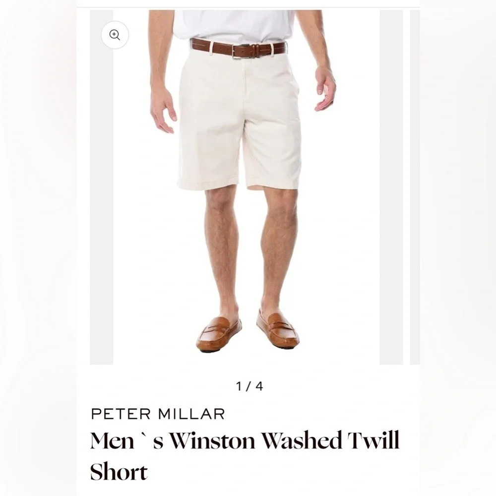 Peter Millar Men’s Winston Cotton Twill Golf Shorts Light Khaki Size 36